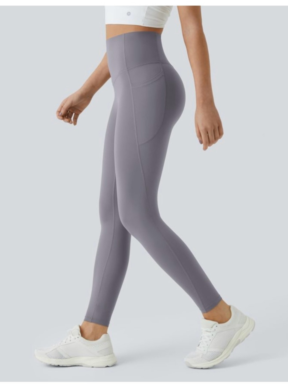 HALARA High-Rise Lavender Gray Sculpting Leggings with Side Pocket